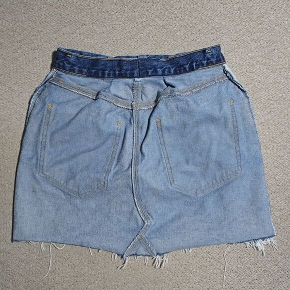 AGOLDE Quinn High Rise Distressed Denim Mini Skirt - Size 26/2 - Picture 11 of 15